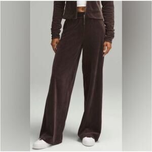 Lululemon Pants Womens 4 Brown Scuba Mid Rise Wide Leg Velvet Cord Athleisure